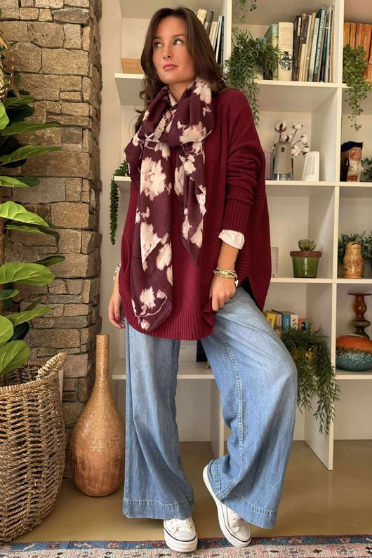 Charli Circle Knit Top Burgundy 
